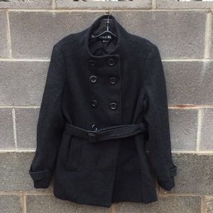 Charcoal Buttoned Peacoat